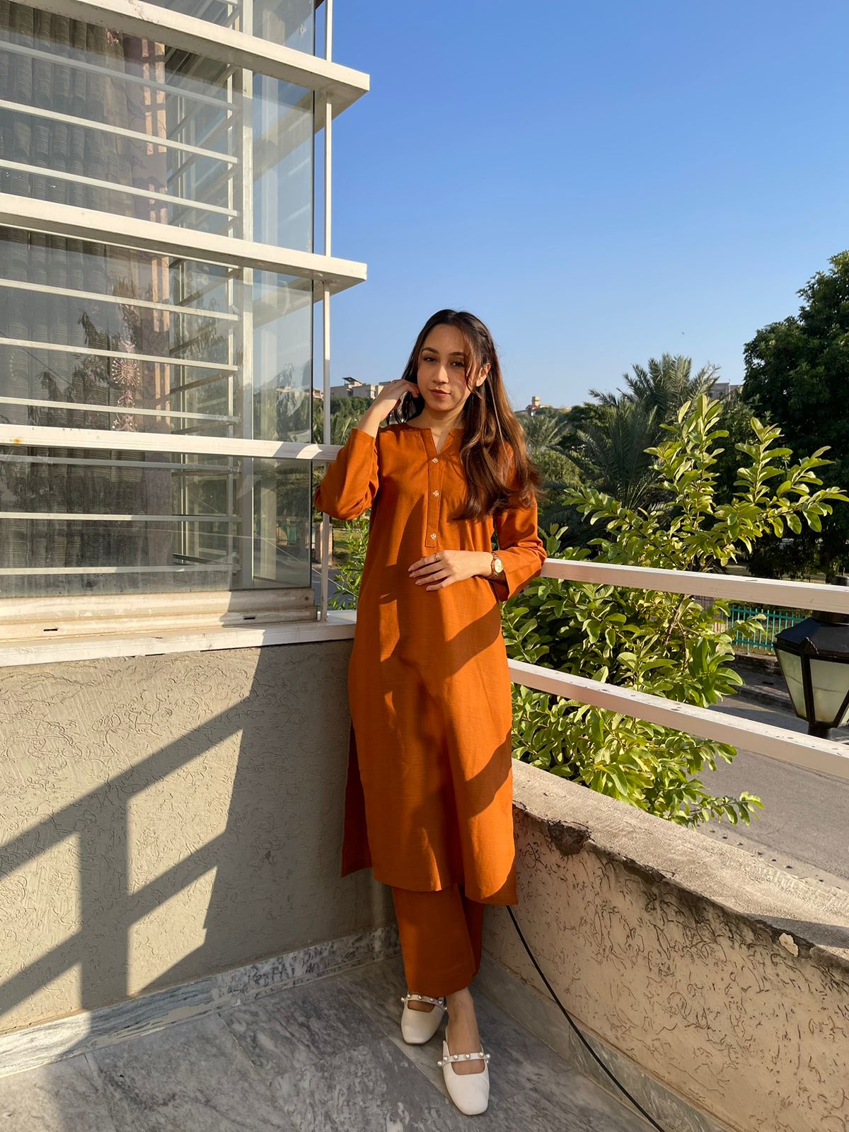 Solid khaddar set