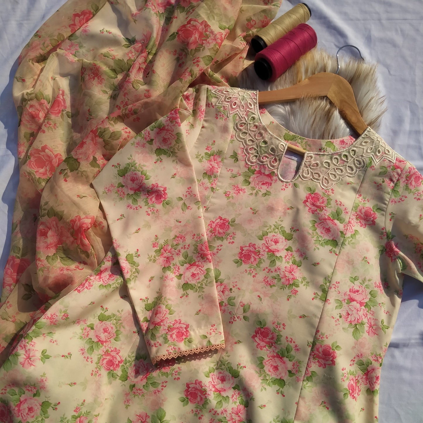 Mithaas-Embroidered frock and dupatta