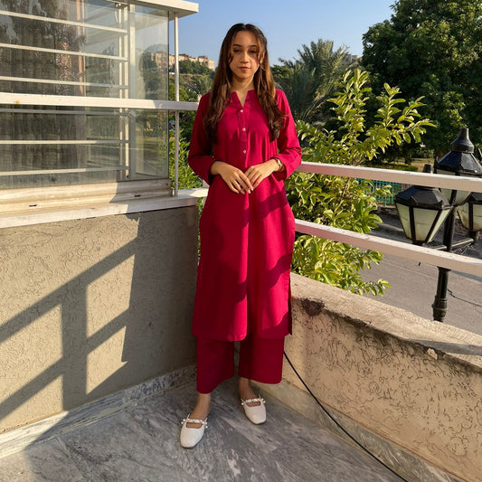 Solid khaddar set
